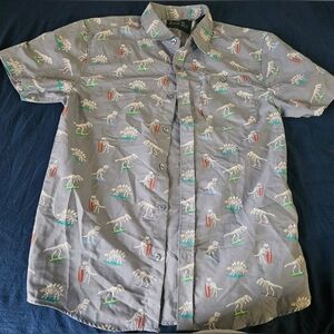 BOLD BLUE Gray Dinosaur Print Shirt